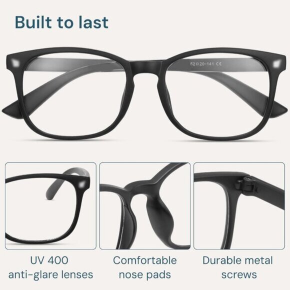 ⚡Men Black & Black Blue Light Blocking Anti UV Ray Computer Gaming Glasses - Picture 6 of 7